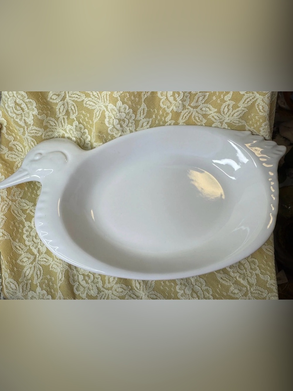 Vintage White Duck Shaped Ceramic Serving Platter